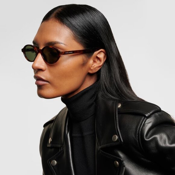 BRAND NEW Saint Laurent SL751 JEANNE 003 Dark Havana Grey Oval Unisex Sunglasses - Picture 12 of 13